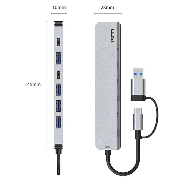 هاب USB تسکو مدل THU1148 هفت پورت Type-C و USB 3.0